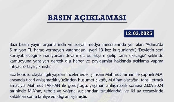 Emniyet Genel Müdürlüğü’nden Basın Açıklaması